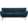 Remark 74" Wide Azure Blue Fabric Tufted Modern Sofa