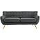 Remark 74" Wide Gray Tufted Fabric Modern Sofa