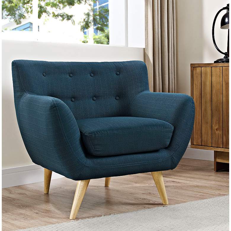 Image 1 Remark Azure Fabric Tufted Armchair