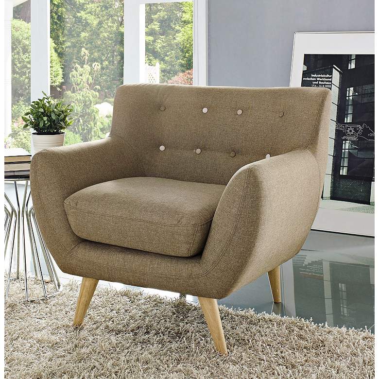 Image 1 Remark Brown Fabric Tufted Armchair