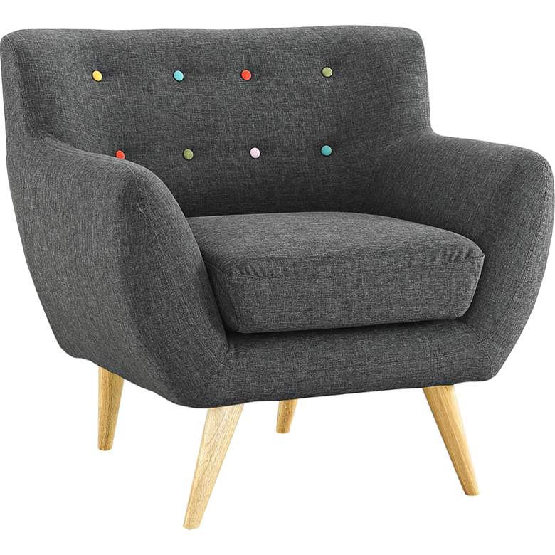 Image 2 Remark Gray Fabric Tufted Armchair