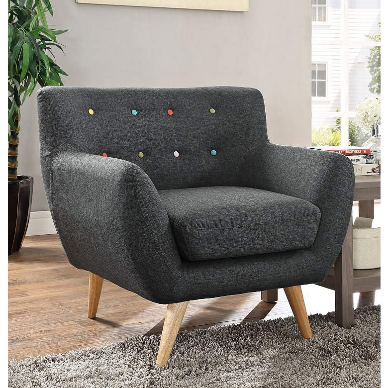 Image 1 Remark Gray Fabric Tufted Armchair