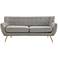 Remark Light Gray 74" Wide Fabric Tufted Sofa