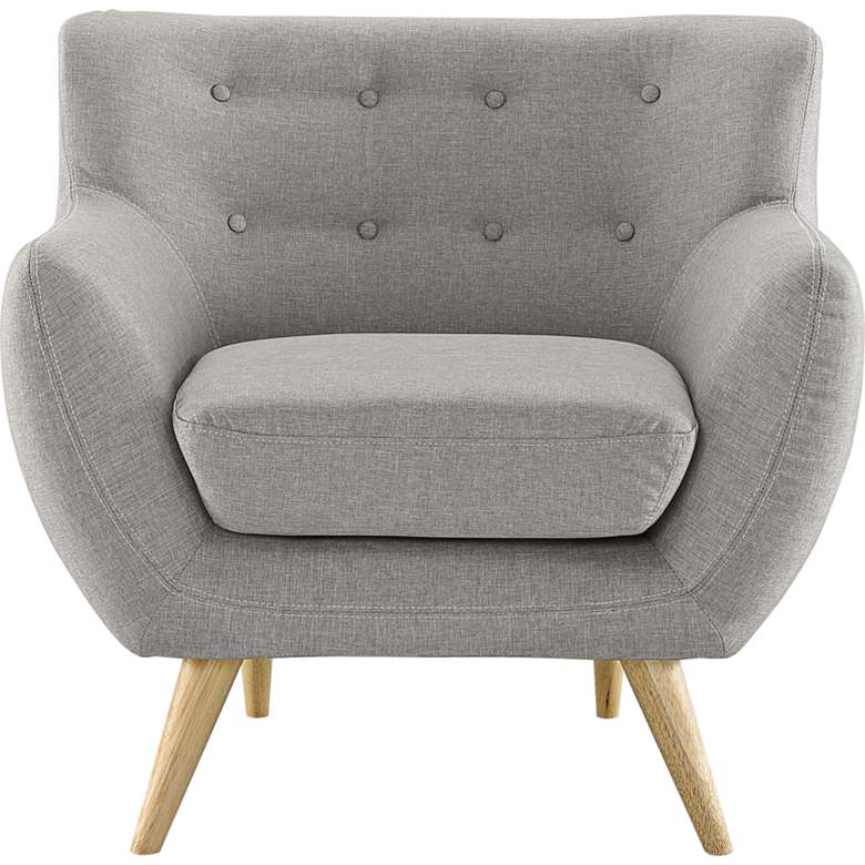 Image 2 Remark Light Gray Fabric Tufted Armchair