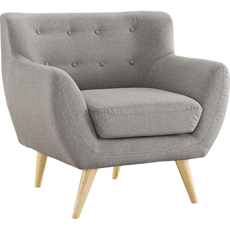 Image 3 Remark Light Gray Fabric Tufted Armchair more views