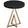 Remi 21" High Gloss Black and Rose Gold Accent Table