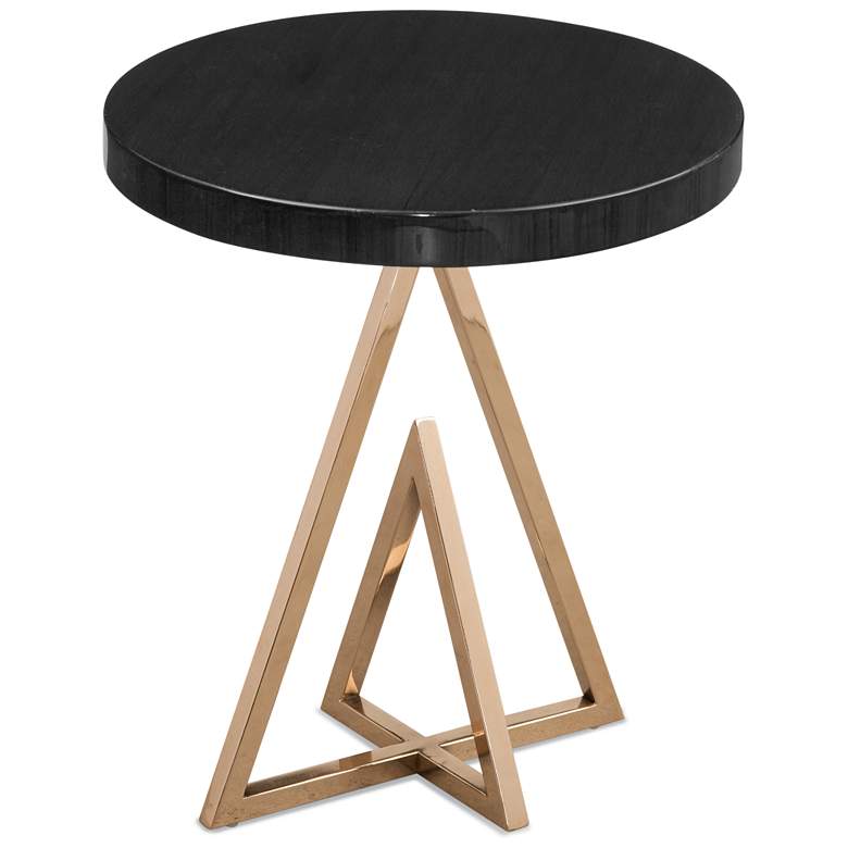 Image 1 Remi 21 inch High Gloss Black and Rose Gold Accent Table