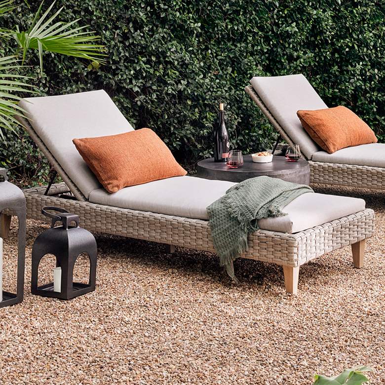 Image 1 Remi Stone Gray Woven Rope Outdoor Chaise Lounge