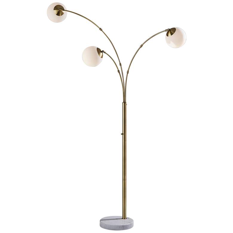 Image 7 Remi Warm Antique Brass Metal 3-Light Arc Floor Lamp more views