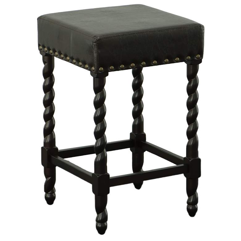 Image 1 Remick 24" Brown Leatherette Upholstered Espresso Counter Stool