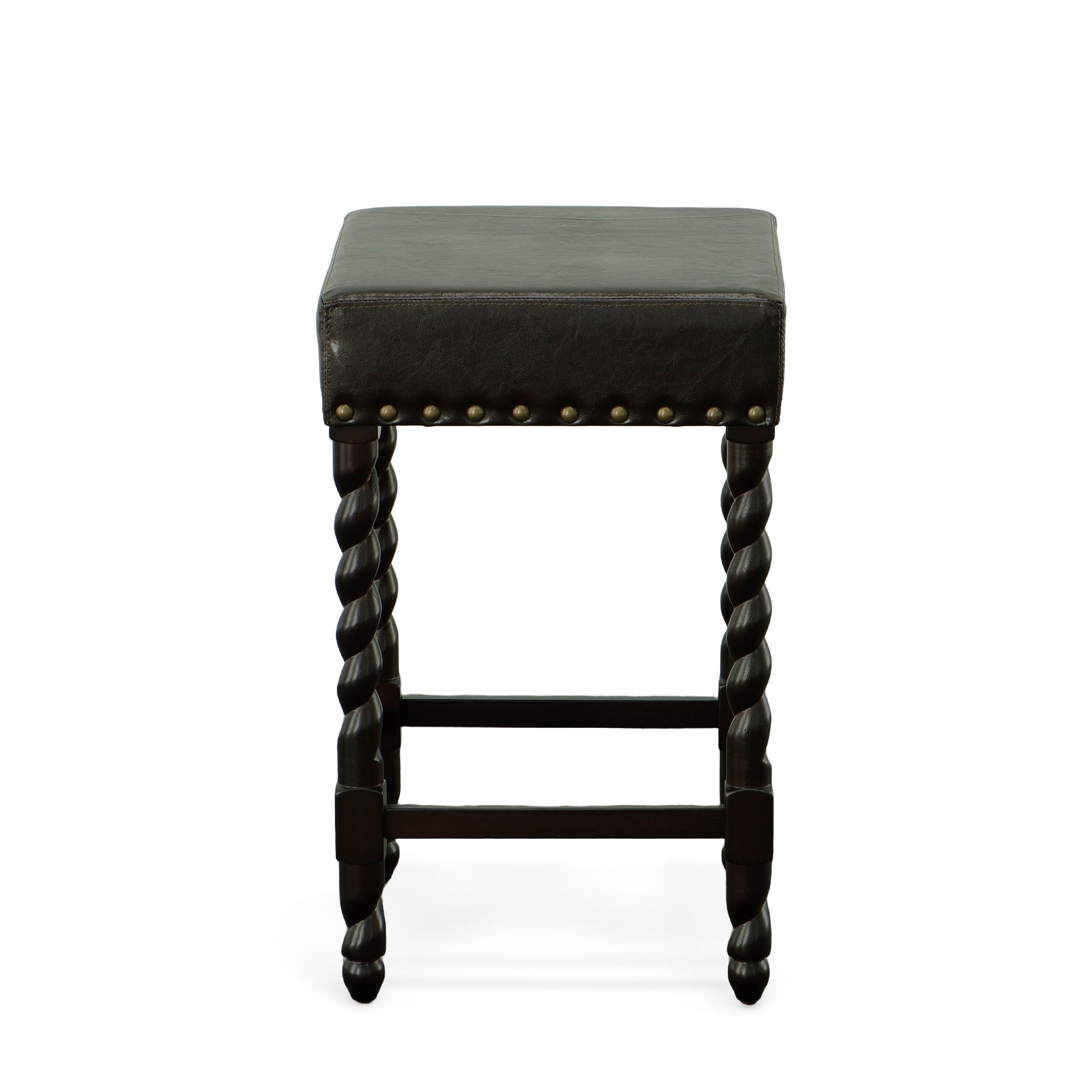 Image 2 Remick 24" Brown Leatherette Upholstered Espresso Counter Stool more views