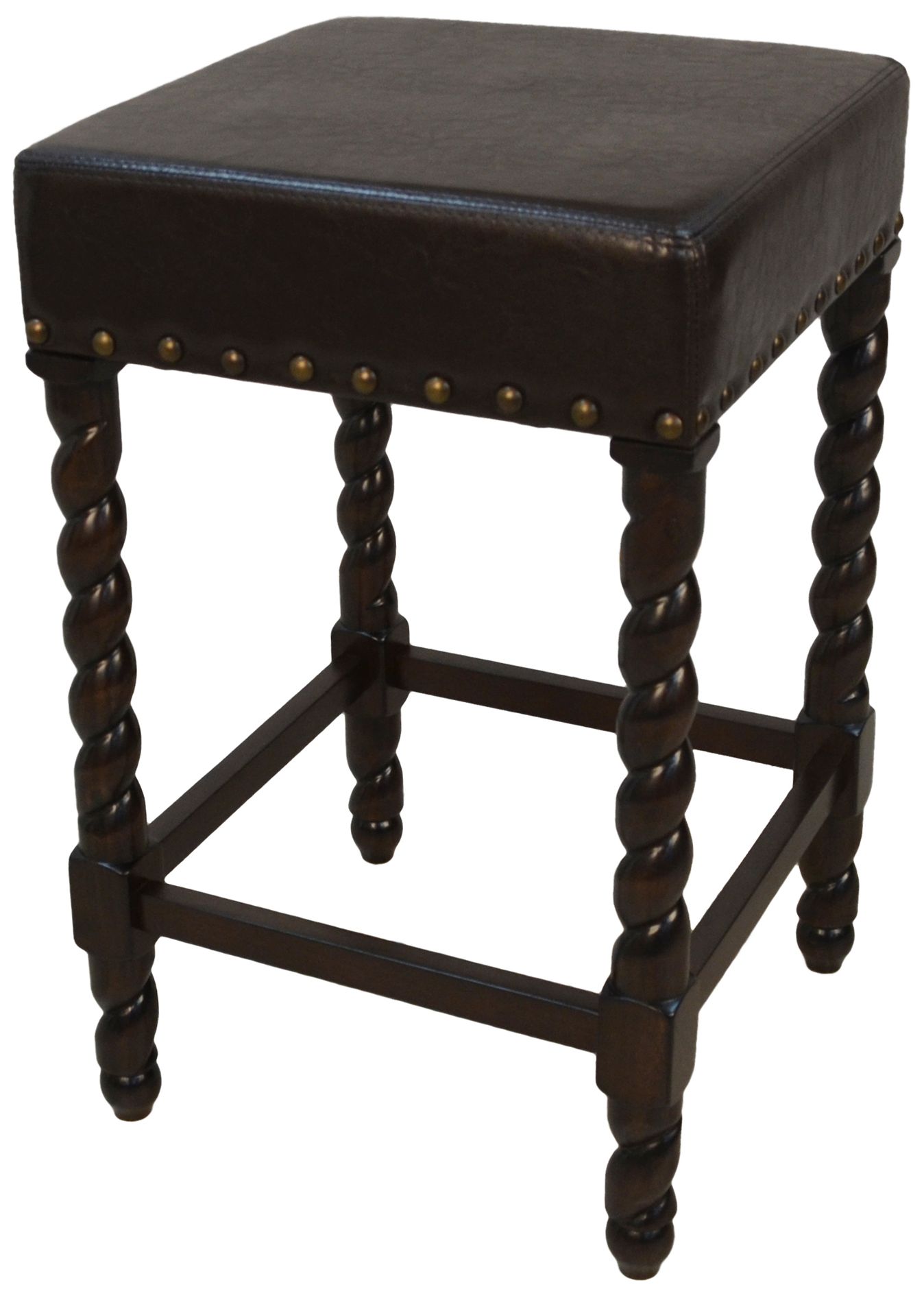 Image 4 Remick 24" Brown Leatherette Upholstered Espresso Counter Stool more views
