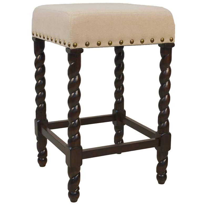 Image 1 Remick 24" Linen Upholstered Espresso Counter Stool