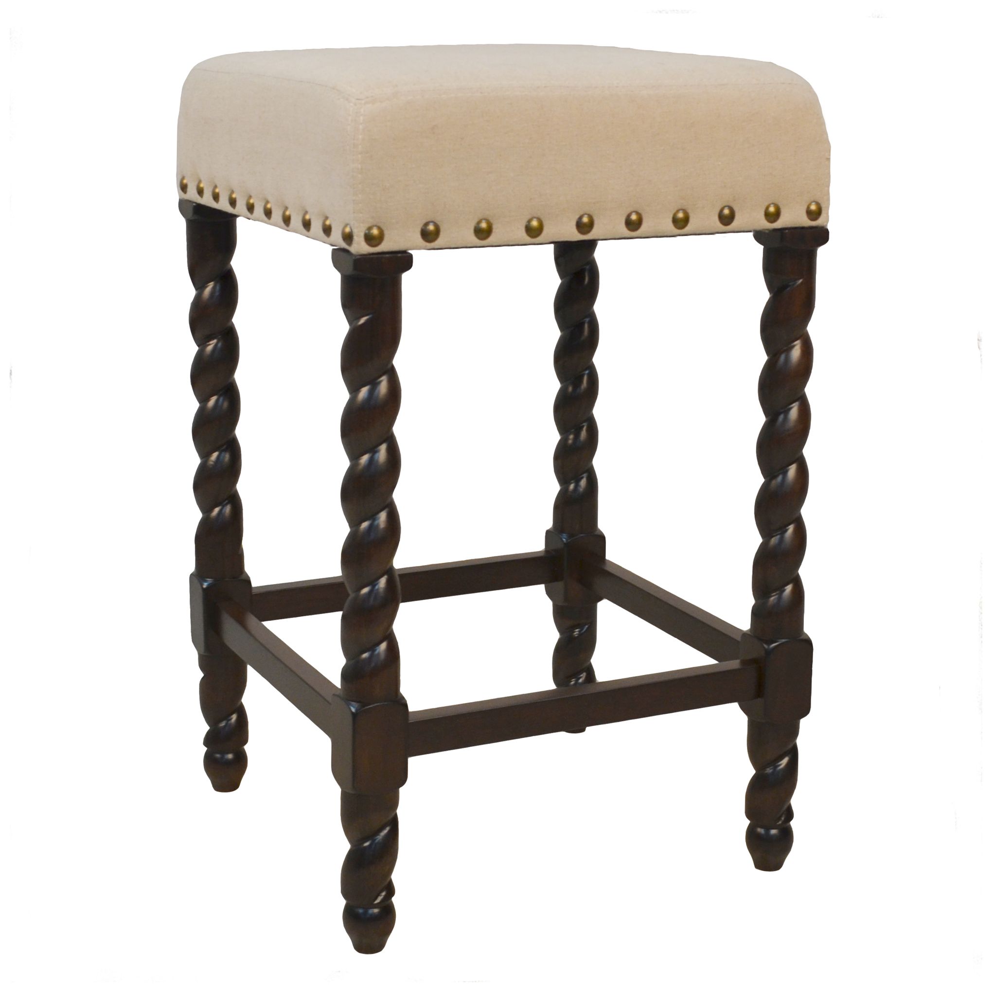 Image 2 Remick 26 1/4" Espresso and Beige Linen Square Counter Stool