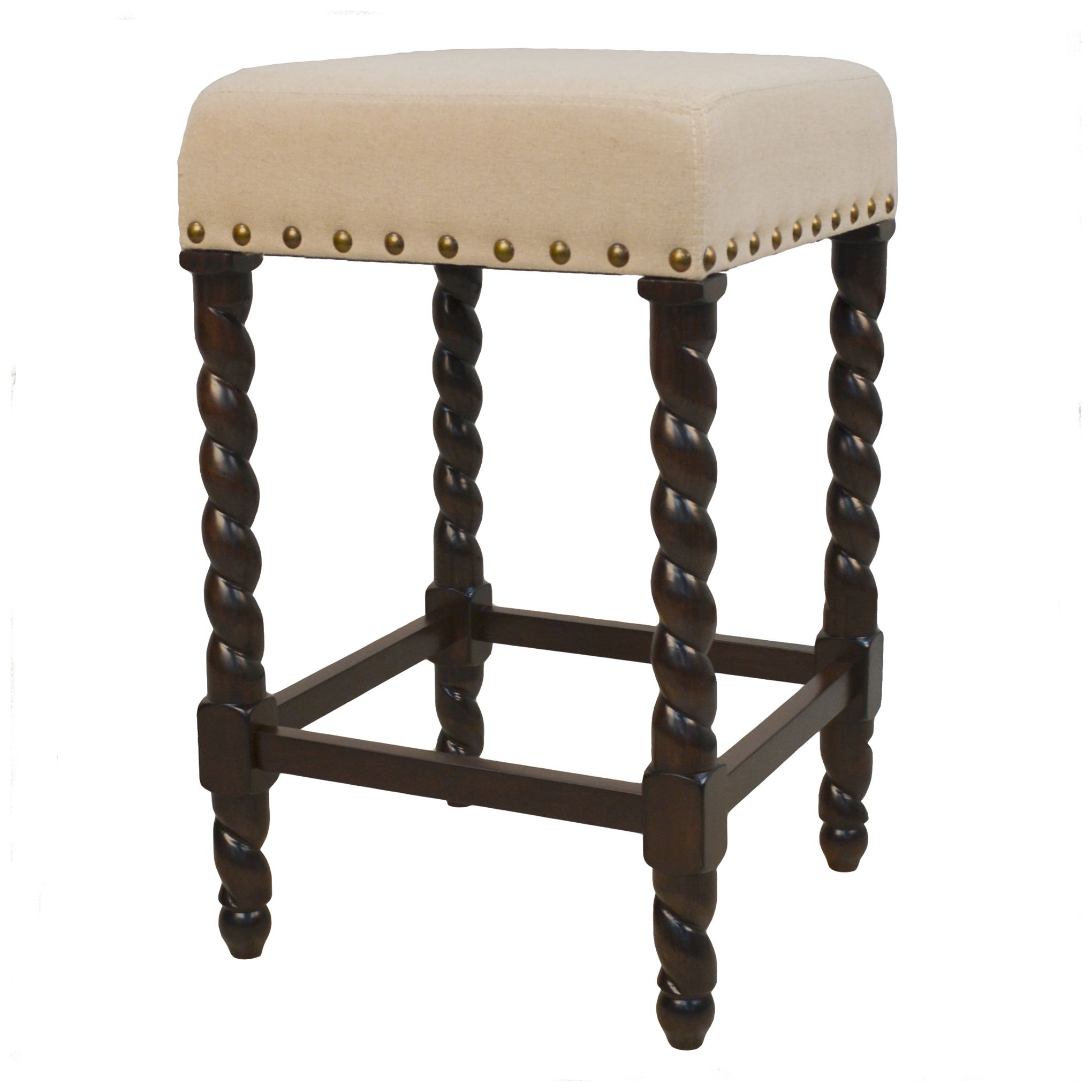 Image 3 Remick 26 1/4" Espresso and Beige Linen Square Counter Stool more views