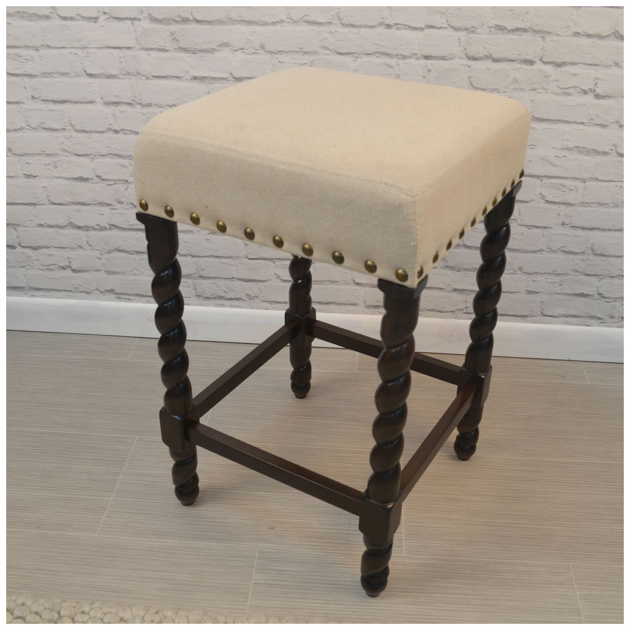 Image 6 Remick 26 1/4" Espresso and Beige Linen Square Counter Stool more views