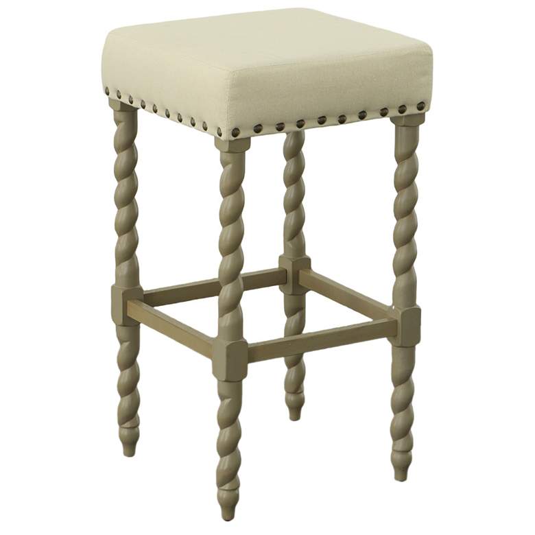 Image 1 Remick 30" Barstool - Weathered Gray - Linen Upholstered