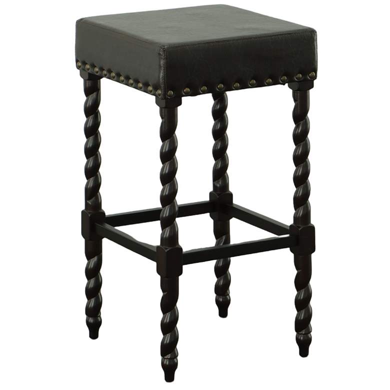Image 1 Remick 30" Brown Espresso Leatherette Upholstered Barstool