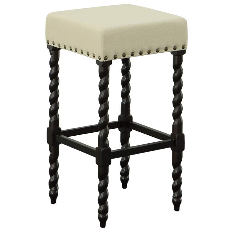 Image 1 Remick 30" Linen Upholstered Espresso Barstool
