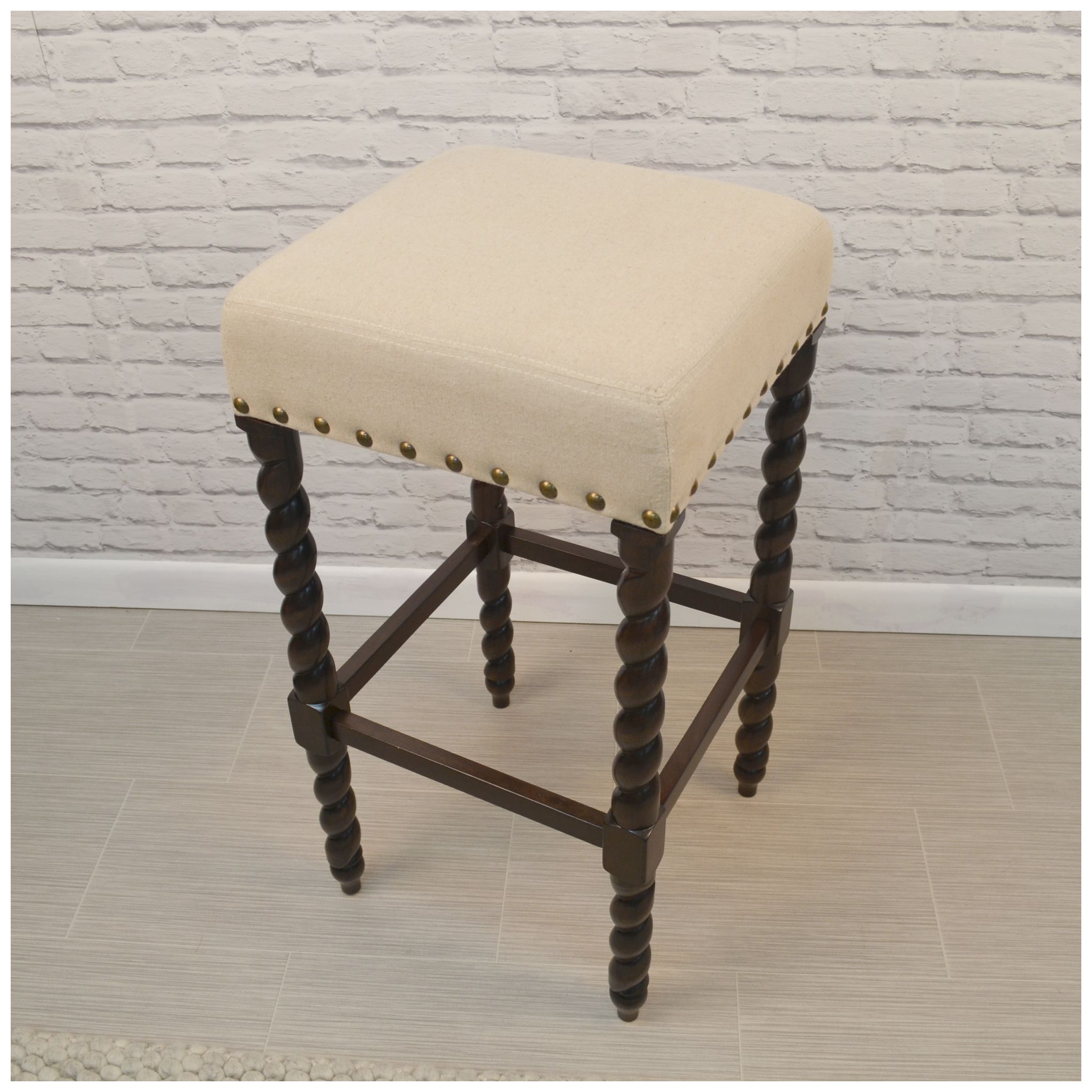 Image 5 Remick 30" Linen Upholstered Espresso Barstool more views
