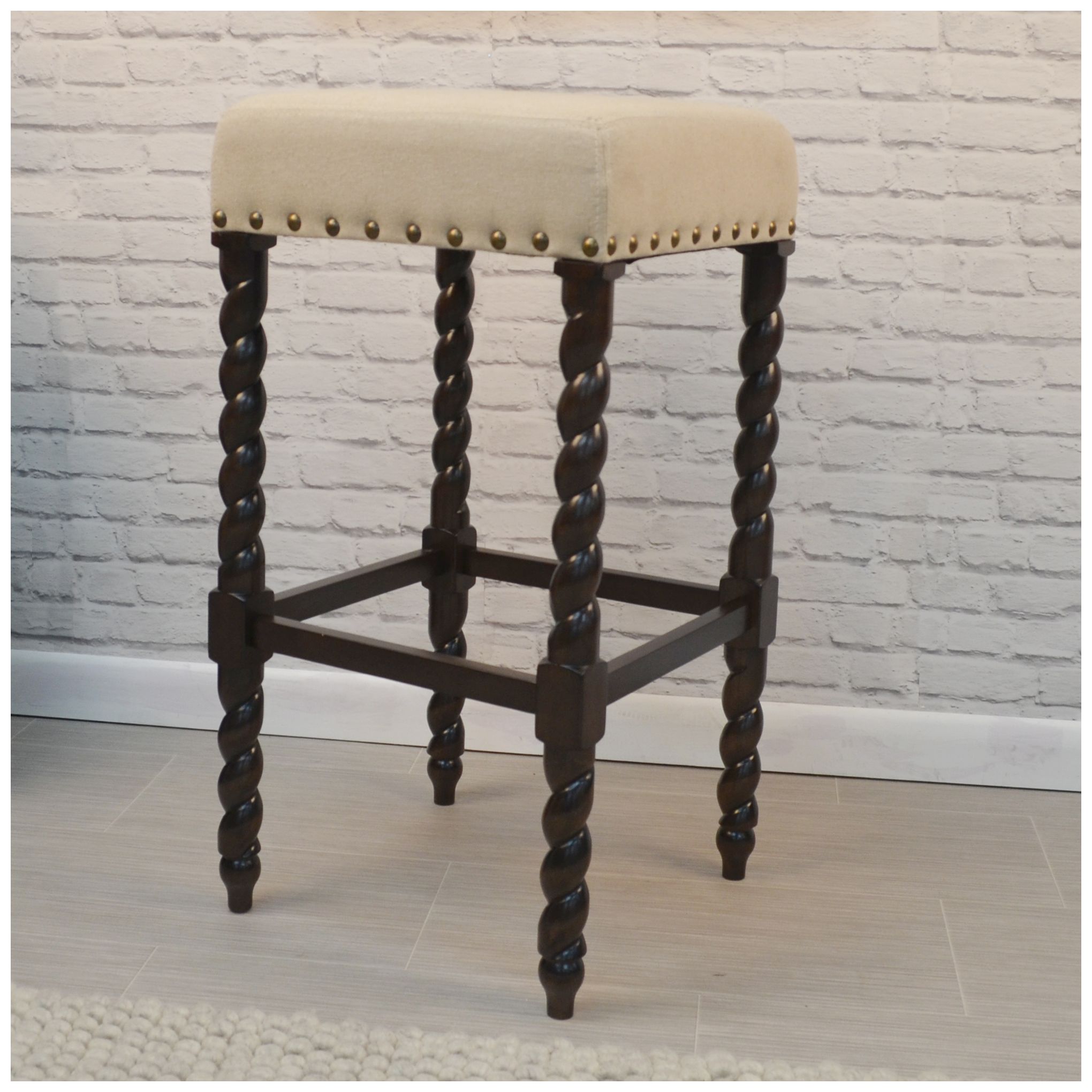 Image 6 Remick 30" Linen Upholstered Espresso Barstool more views