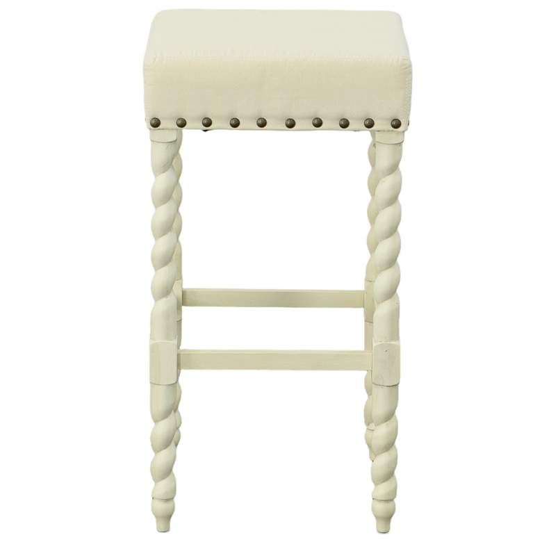 Image 1 Remick 30" Linen Upholstered Vintage White Barstool