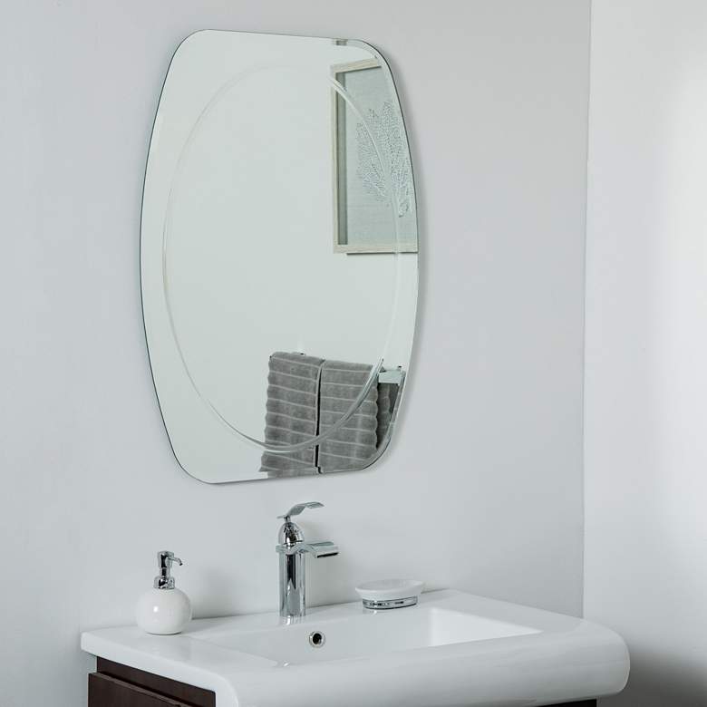 Image 1 Remiform 23 1/2 inch x 31 1/2 inch Oval Frameless Wall Mirror