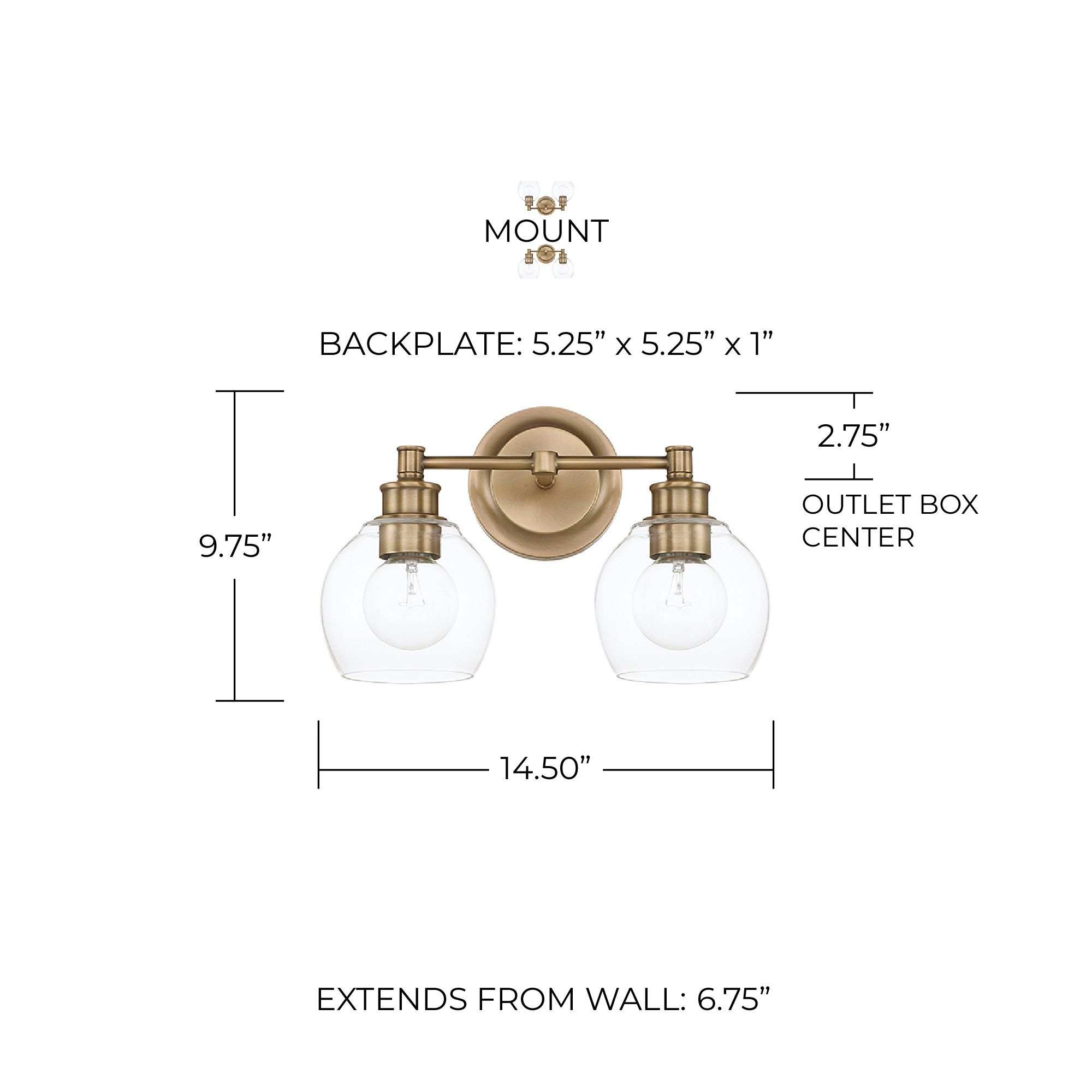 Remington 9 3/4" High Aged Brass 2Light Wall Sconce 90C24 Lamps Plus