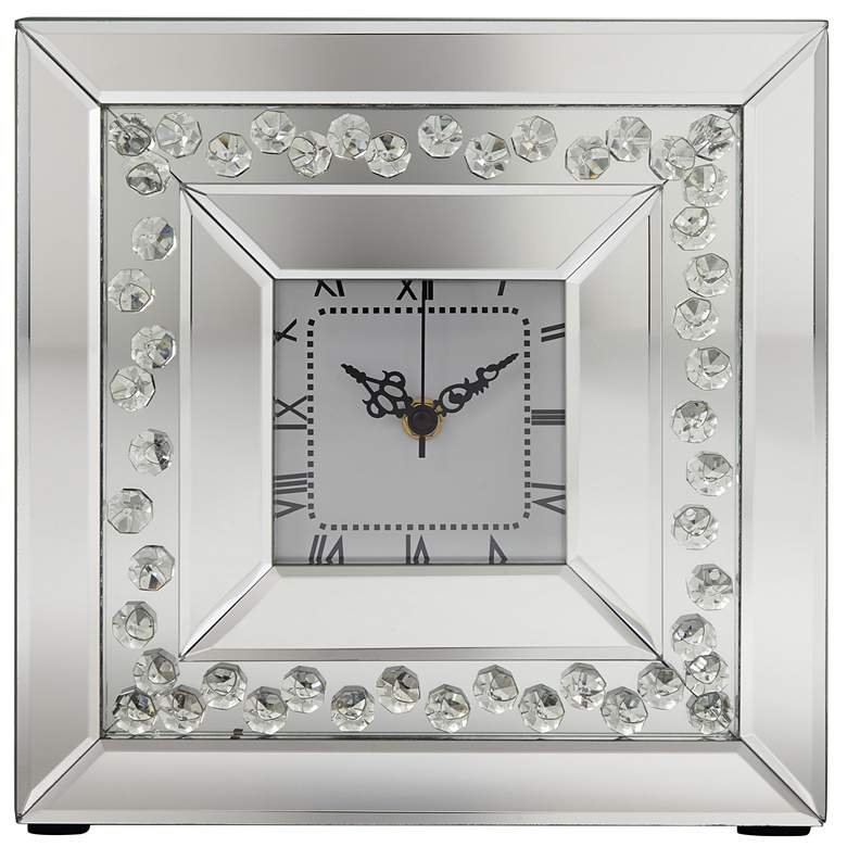 Image 1 Remington Crystal and Mirror 10 1/4 inch Square Table Clock