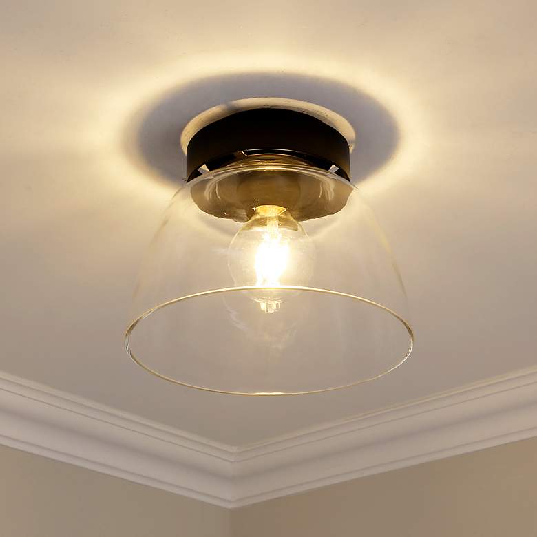 Image 1 Remy 10" Wide Matte Black 1-Light Flush Mount With Clear Glass