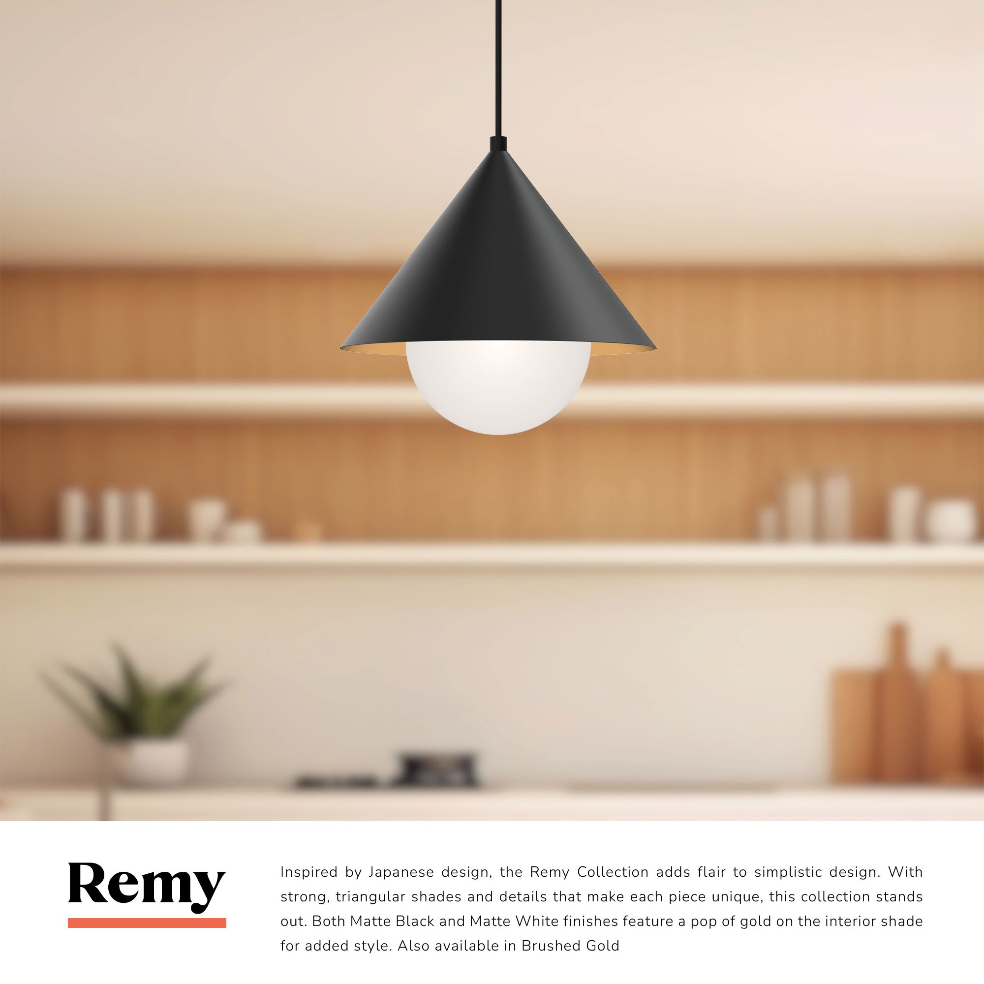 Image 3 Remy 13 1/2" Wide Matte Black Pendant Light w/ Opal Glass more views