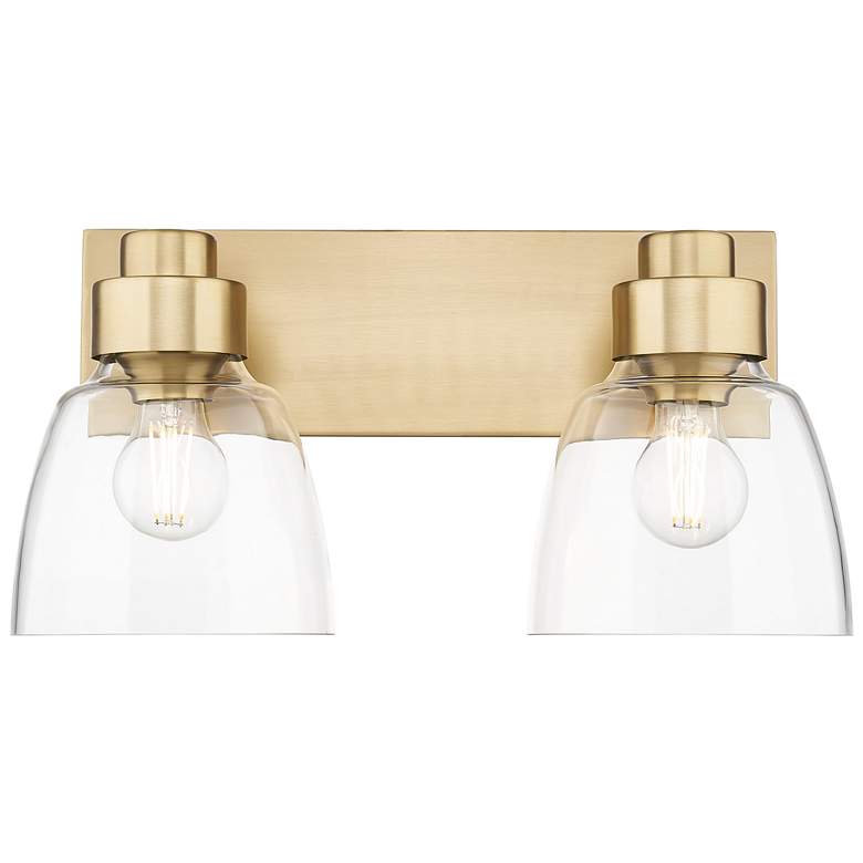 Image 1 Remy 2 Light Bath Vanity in Brushed Champagne Bronze w Clear Glass Shade