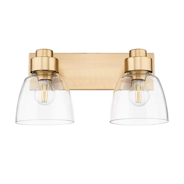 Image 2 Remy 2 Light Bath Vanity in Brushed Champagne Bronze w Clear Glass Shade more views