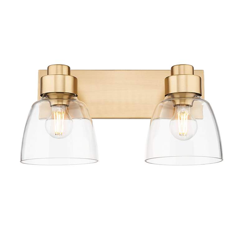 Image 3 Remy 2 Light Bath Vanity in Brushed Champagne Bronze w Clear Glass Shade more views