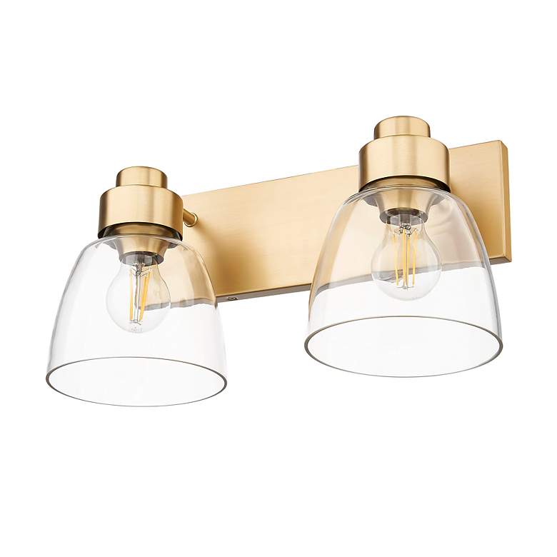 Image 5 Remy 2 Light Bath Vanity in Brushed Champagne Bronze w Clear Glass Shade more views