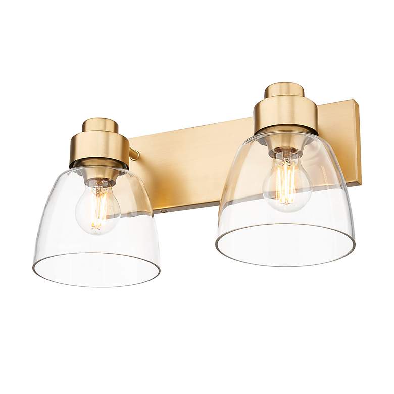 Image 6 Remy 2 Light Bath Vanity in Brushed Champagne Bronze w Clear Glass Shade more views