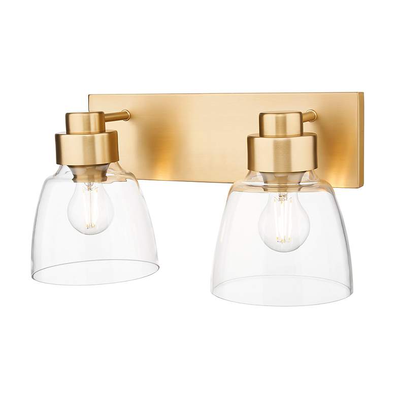 Image 7 Remy 2 Light Bath Vanity in Brushed Champagne Bronze w Clear Glass Shade more views