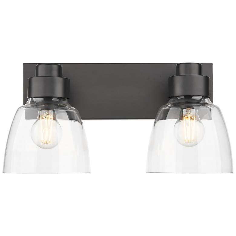 Image 1 Remy 2 Light Bath Vanity in Matte Black with Clear Glass Shade