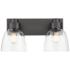 Remy  2 Light Bath Vanity in Matte Black with Clear Glass Shade