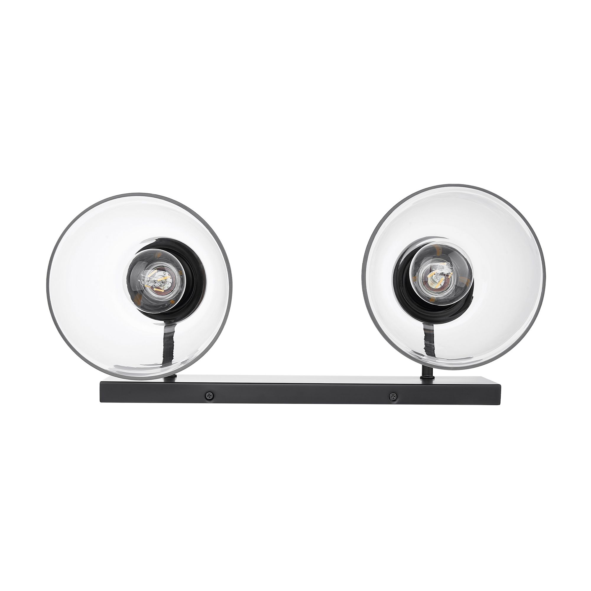 Remy  2 Light Bath Vanity in Matte Black with Clear Glass Shade