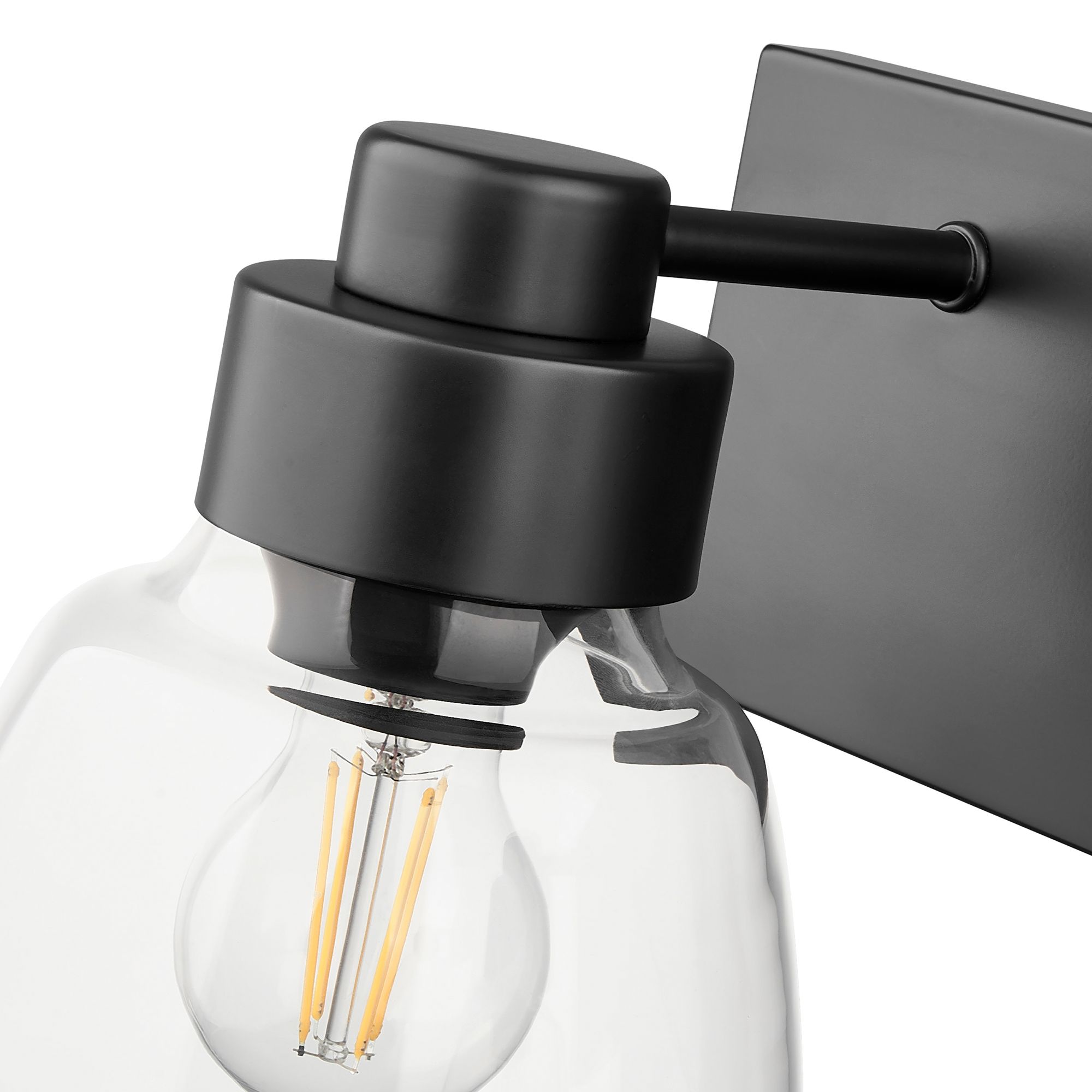 Remy  2 Light Bath Vanity in Matte Black with Clear Glass Shade