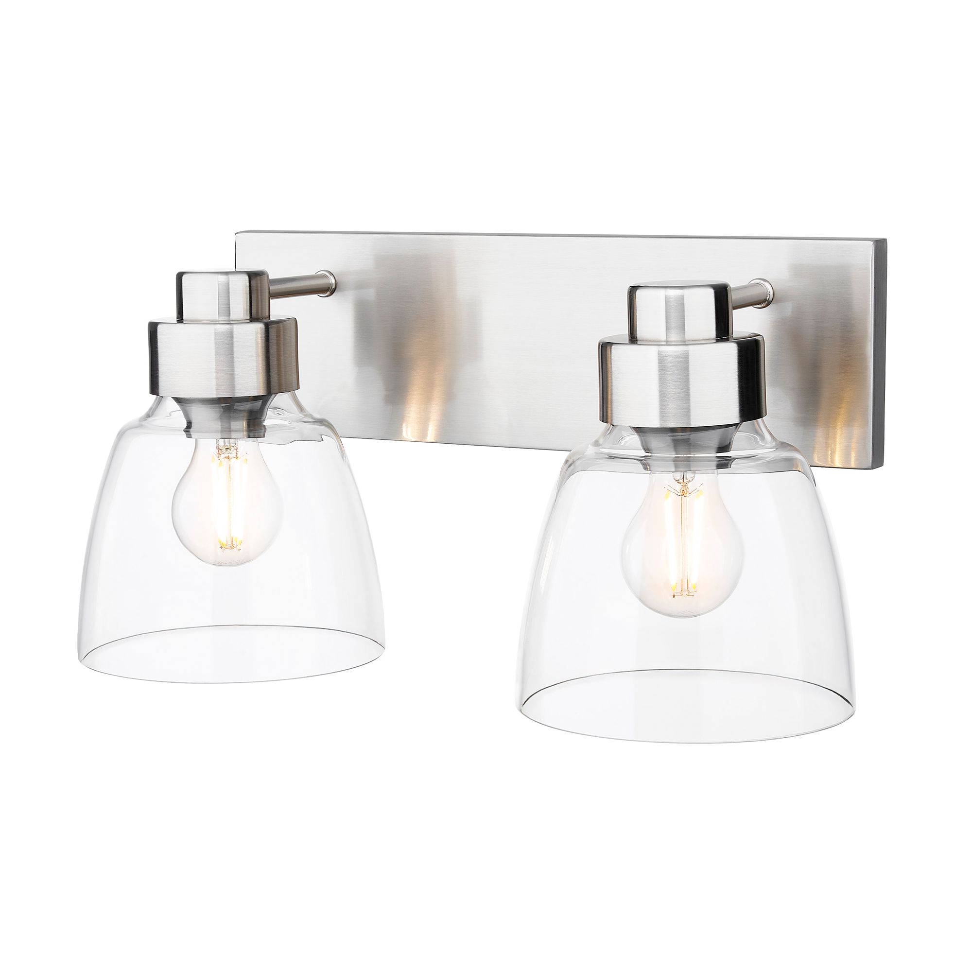 Remy 2 Light Bath Vanity in Pewter with Clear Glass Shade