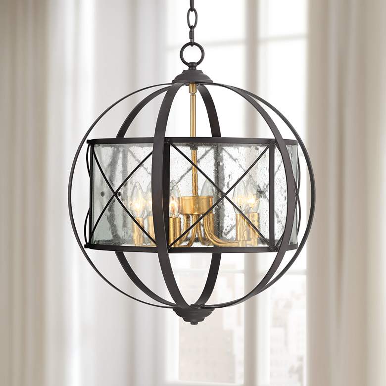 Image 1 Remy 20 inch Wide Bronze and Brass Orb 6-Light Pendant Light