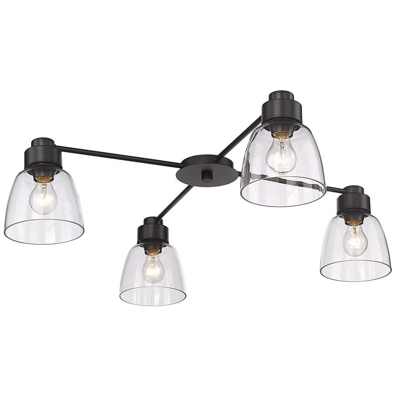 Image 1 Remy 35 7/8 inch Wide Matte Black 4-Light Flush Mount With Clear Glass