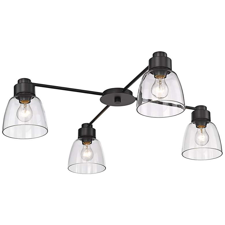 Image 4 Remy 36"W Matte Black and Clear Glass 4-Light Ceiling Light more views