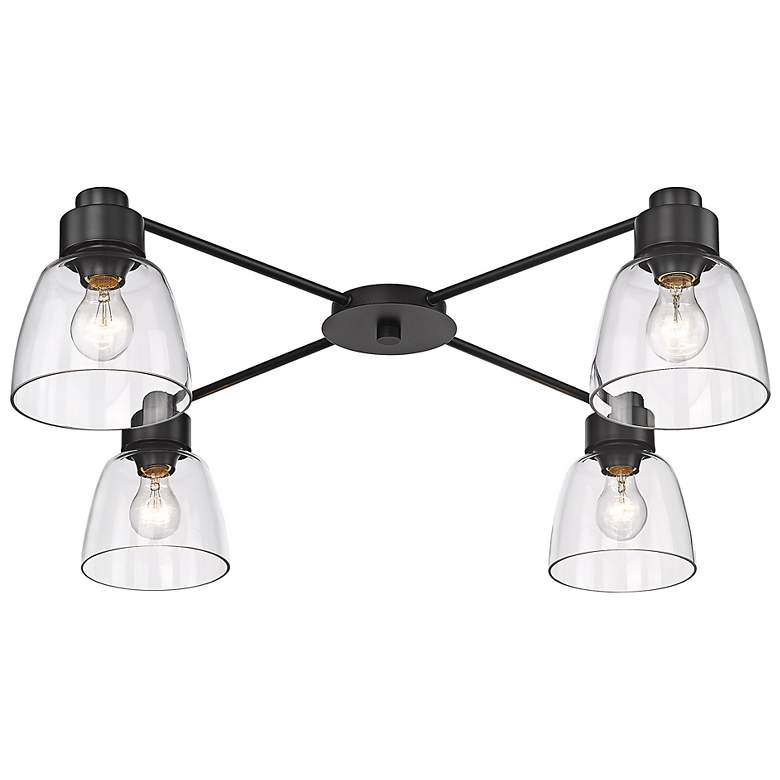 Image 5 Remy 36"W Matte Black and Clear Glass 4-Light Ceiling Light more views
