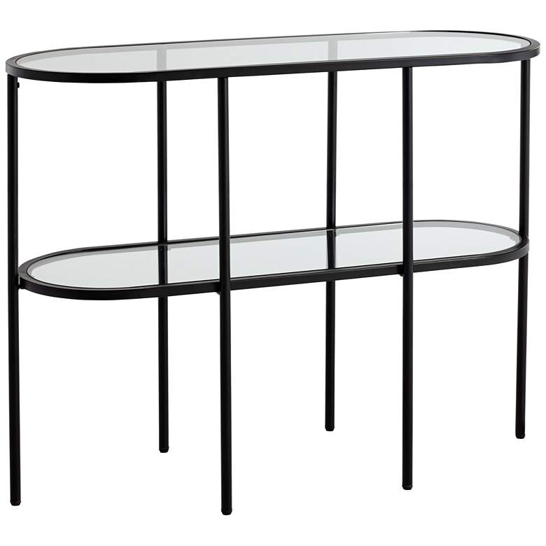 Image 3 Remy 40" Wide Sandy Black Oval Glass Console Table
