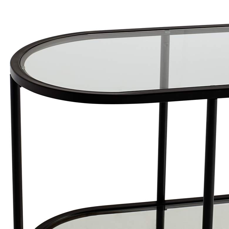Image 2 Remy 40 inch Wide Sandy Black Oval Glass Console Table more views