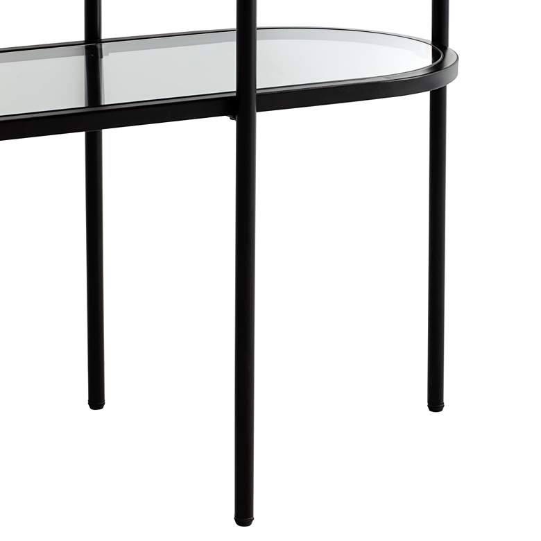 Image 4 Remy 40" Wide Sandy Black Oval Glass Console Table more views