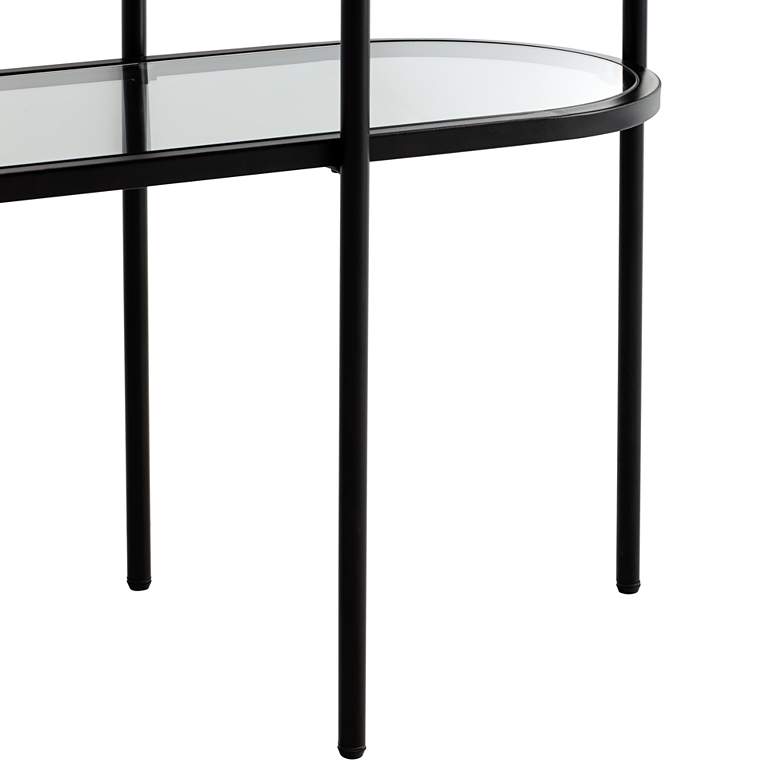 Image 5 Remy 40" Wide Sandy Black Oval Glass Console Table more views